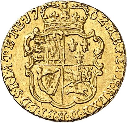 null GEORGE III (1760-1820). Quart de Guinée d'or 1762 (seule année de frappe). 2,11...