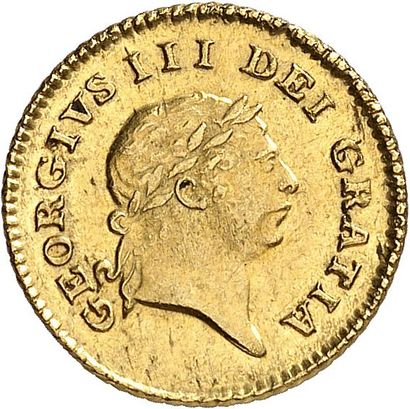 null GEORGE III (1760-1820). Tiers de Guinée d'or 1804. 2ème buste. 2,78 g. Sa tête...