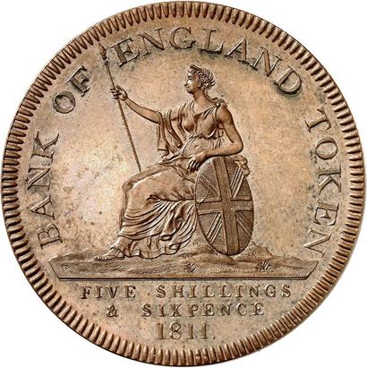 null GEORGE III (1760-1820). Essai en bronze 1811 de 5 Shillings 6 pence de la Bank...