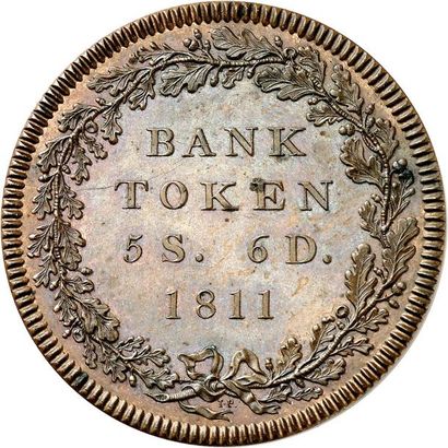 null GEORGE III (1760-1820). Essai en bronze 1811 de 5 Shillings 6 pence de la Bank...