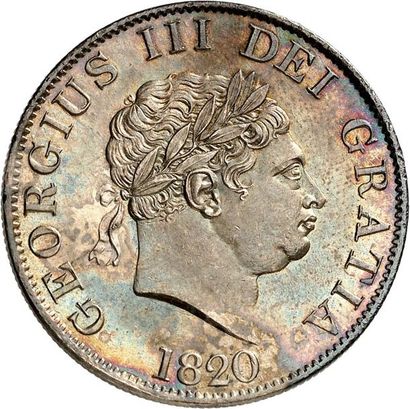 null GEORGE III (1760-1820). Demi couronne 1820. 14,07 g. Sa tête laurée à droite,...