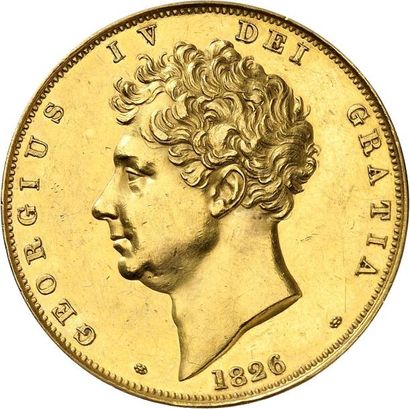 null °GEORGE IV (1820-1830). Cinq livres en or 1826 (seulement 150 ex. frappés)....