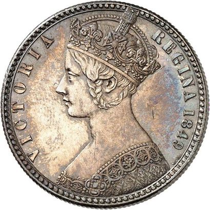 null VICTORIA (1837-1901). Florin “gothique” en argent 1849. 1er type dit “Godless”...