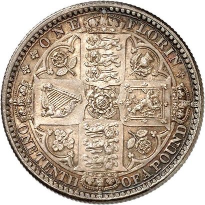 null VICTORIA (1837-1901). Florin “gothique” en argent 1849. 1er type dit “Godless”...