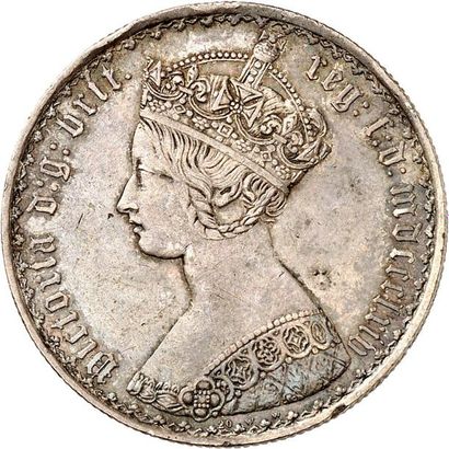 null VICTORIA (1837-1901). Florin “gothique” en argent 1864. Coin n°20. 11,28 g....