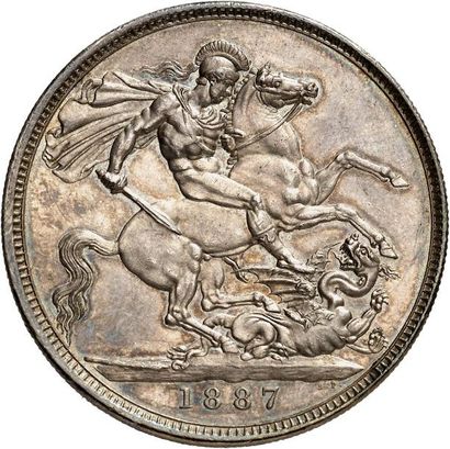 null VICTORIA (1837-1901). Couronne d'argent du “Jubilé” 1887. 28,21 g. Son buste...