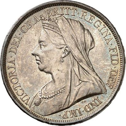 null VICTORIA (1837-1901). Couronne en argent 1893. Buste âgé. LVI sur tranche. 39,92...