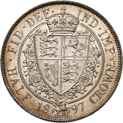 null VICTORIA (1837-1901). Demi couronne en argent 1897. Buste âgé. 14,10 g. Son...