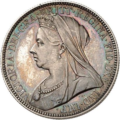 null VICTORIA (1837-1901). Florin en argent 1893. Buste âgé. 11,30 g. Son buste voilé...