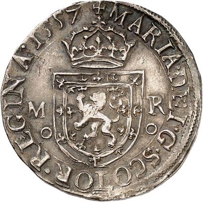 null MARY STUART (1542-1567). Teston en argent 1557. 3ème type. 6,10 g. Écu couronné...