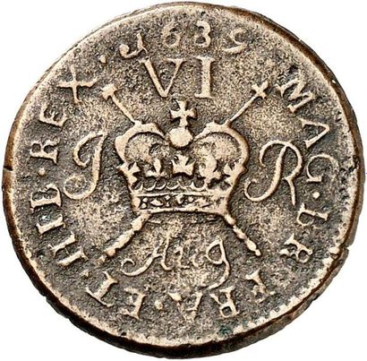 null JAMES II (1685-1691). Monnaies de nécessité en cuivre de canon (Gunmoney) frappées...