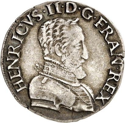 null HENRI II (1547-1559). Demi teston d'argent du 2ème type 1554 POITIERS (G à la...