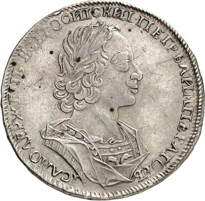 null °PIERRE LE GRAND (1689-1725). Rouble 1723 MOSCOU. 27,28 g. Son buste lauré et...