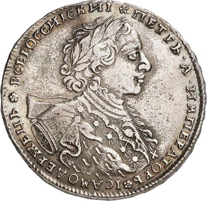 null PIERRE LE GRAND (1689-1725). Rouble 1723 MOSCOU. 27,28 g. Son buste lauré, drapé...