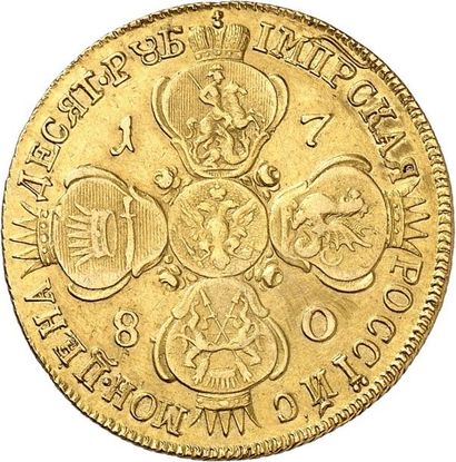 null CATHERINE II la Grande (1762-1796). 10 roubles or 1780 SAINT PETERSBOURG. 13,20...