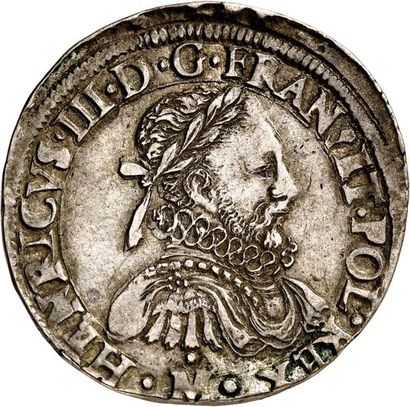 null HENRI III (1574-1589) Teston d'argent au buste avec fraise 1576 TOULOUSE (M...