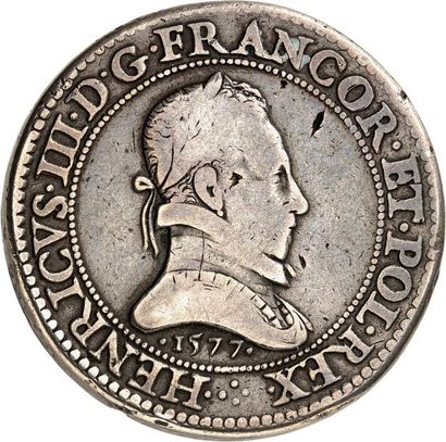 null HENRI III (1574-1589). Piéfort en argent de poids quadruple du Franc frappé...