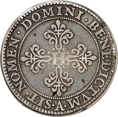 null HENRI III (1574-1589). Piéfort en argent de poids quadruple du Franc frappé...