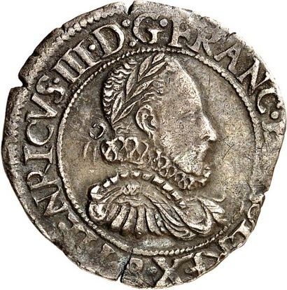 null HENRI III (1574-1589). Quart de Franc au buste avec fraise 1576 ROUEN (B). 3,21...