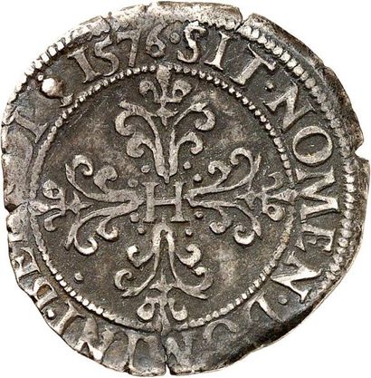 null HENRI III (1574-1589). Quart de Franc au buste avec fraise 1576 ROUEN (B). 3,21...