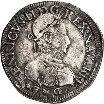 null HENRI II de Béarn, III de Navarre (1572-1589). Teston d'argent 1573 PAU. 9,46...