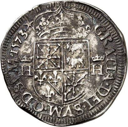 null HENRI II de Béarn, III de Navarre (1572-1589). Teston d'argent 1573 PAU. 9,46...