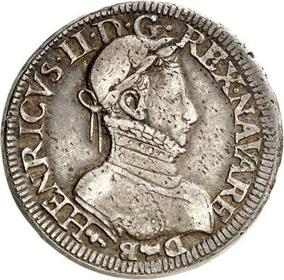 null HENRI II de Béarn, III de Navarre (1572-1589). Teston d'argent 1575 PAU. 9,43...