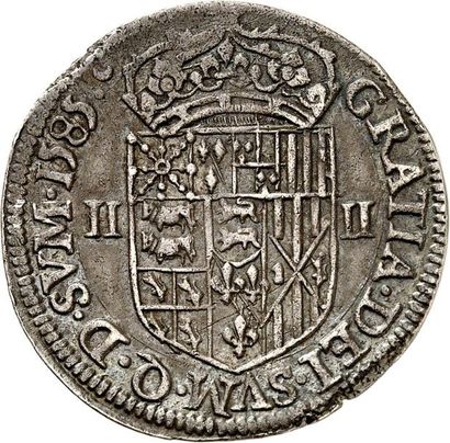 null HENRI II de Béarn, III de Navarre (1572-1589). Quart d'écu d'argent 1585 PAU....