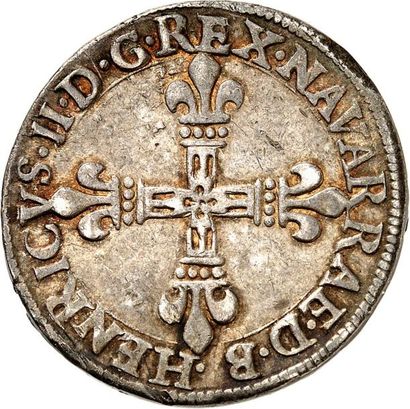 null HENRI II de Béarn, III de Navarre (1572-1589). Quart d'écu d'argent 1586 PAU....