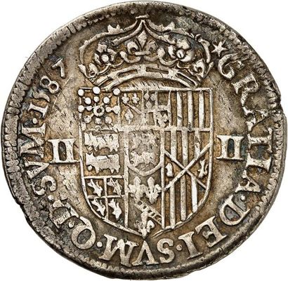 null HENRI II de Béarn, III de Navarre (1572-1589). Quart d'écu d'argent 1587 PAU....