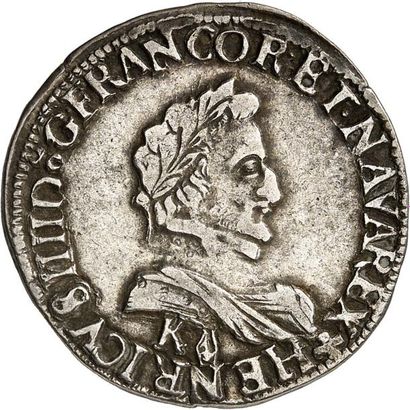 null HENRI IV de France (1589-1610). Demi-franc d'argent 1590 BORDEAUX (K). 7,02...