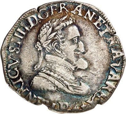 null HENRI IV (1589-1610). Demi-franc d'argent 1598 DIJON (P). 6,82 g.
A/ HENRICVS...