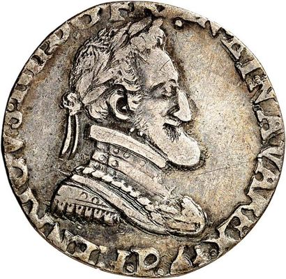 null HENRI IV (1589-1610). Demi-franc d'argent 1598 DIJON (P). 5,18 g.
A/ + HENRICVS...
