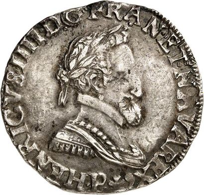 null HENRI IV (1589-1610). Demi-franc d'argent 1603 DIJON (P). 7,01 g.
A/ + HENRICVS...