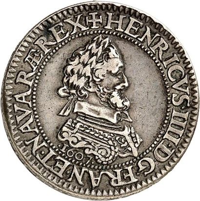 null HENRI IV (1589-1610). Piéfort en argent de l'essai du quart de Franc 1607 PARIS....