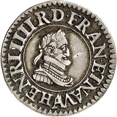null HENRI IV (1589-1610). Essai en argent du denier tournois 1605 PARIS. 1,39 g.
A/HENRI...