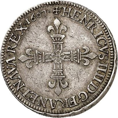 null HENRI IV (1589-1610). Piéfort en argent de l'essai du quart d'écu 1607 PARIS....