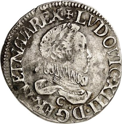 null LOUIS XIII (1610-1643). Demi-franc du 4ème type au buste enfantin lauré avec...