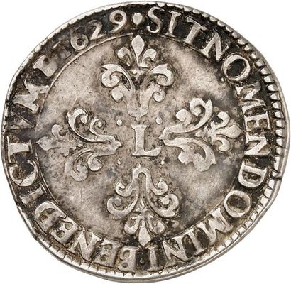 null LOUIS XIII (1610-1643). Demi-franc du 10ème type au buste lauré au col rabattu...