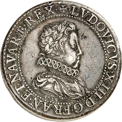 null LOUIS XIII (1610-1643). Piéfort en argent de l'essai de BRIOT du Franc 1618...