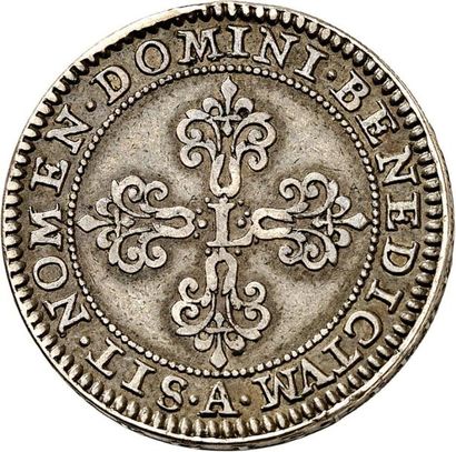 null LOUIS XIII (1610-1643). Piéfort en argent de l'essai de BRIOT du demi-Franc...