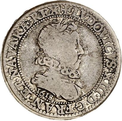 null LOUIS XIII (1610-1643). Piéfort en argent de l'essai de BRIOT du demi-Franc...