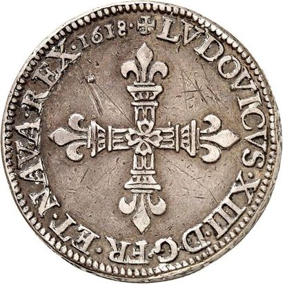 null LOUIS XIII (1610-1643). Piéfort en argent de l'essai du quart d'écu 1618 PARIS...