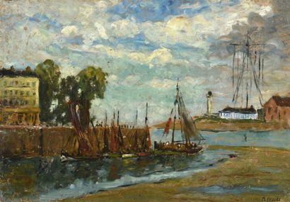 TABLEAUX Maurice FALLIES (1883-1965)

"Entrée d'un port normand"

Huile sur carton,...