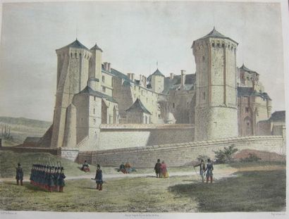 ESTAMPES Lot de quatre lithographies XIX° : Vues de Saumur, Anger et Montreuil-Bellay

31...