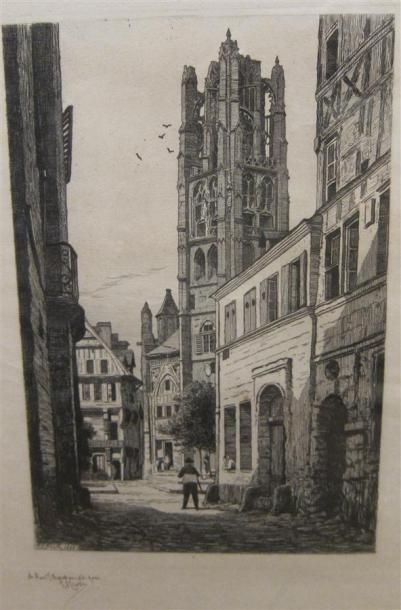 ESTAMPES Émile Frédéric NICOLLE (1830-1894)

"Vue de Rouen"

Gravure, signée en bas...