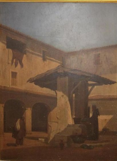 TABLEAUX Charles Joseph A. LECOINTE (1824-1886) 

"Deux moines à la fontaine" 

Huile...