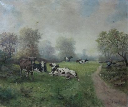 null GEYMULLER G. (XIXème - XXème siècle)

"vaches et bergère"

huile sur toile ,...