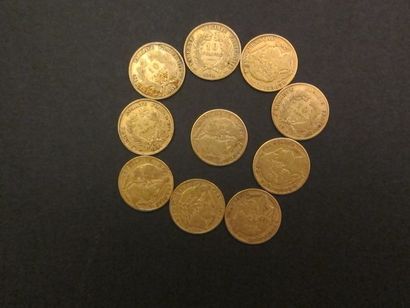 Dix pièces de 10 francs or, République française...