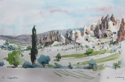 null Henri DAVY (1913-1988)

Cappadoce

Aquarelle signée en bas à droite, datée mai...